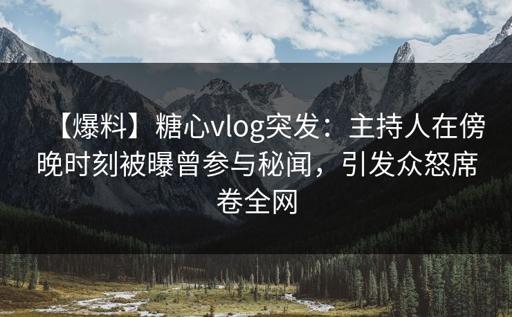 【爆料】糖心vlog突发:主持人在傍晚时刻被曝曾参与秘闻,引发众怒席卷全网 【爆料】糖心vlog突发:主持人在傍晚时刻被曝曾参与秘闻,引发众怒席卷全网