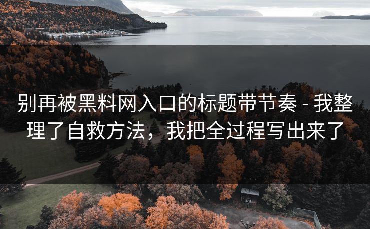 别再被黑料网入口的标题带节奏 - 我整理了自救方法，我把全过程写出来了